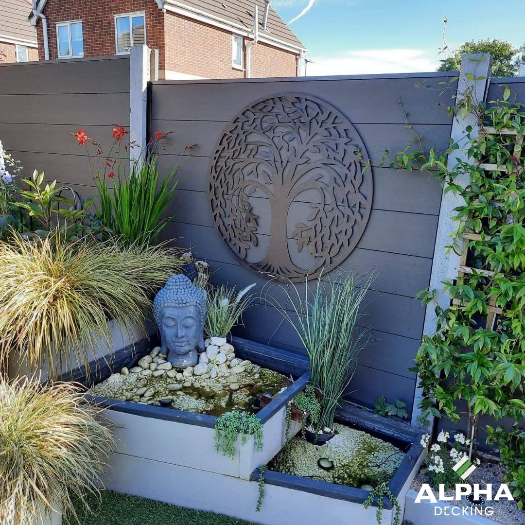 Anthracite composite fencing installation