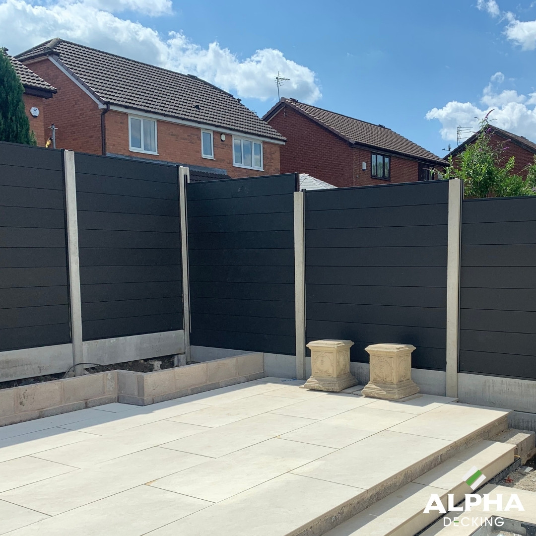 Charcoal composite fencing panel view