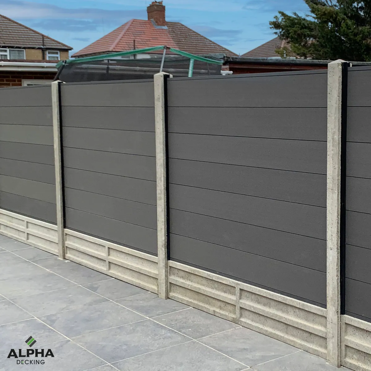Composite fencing installed using existing concrete posts