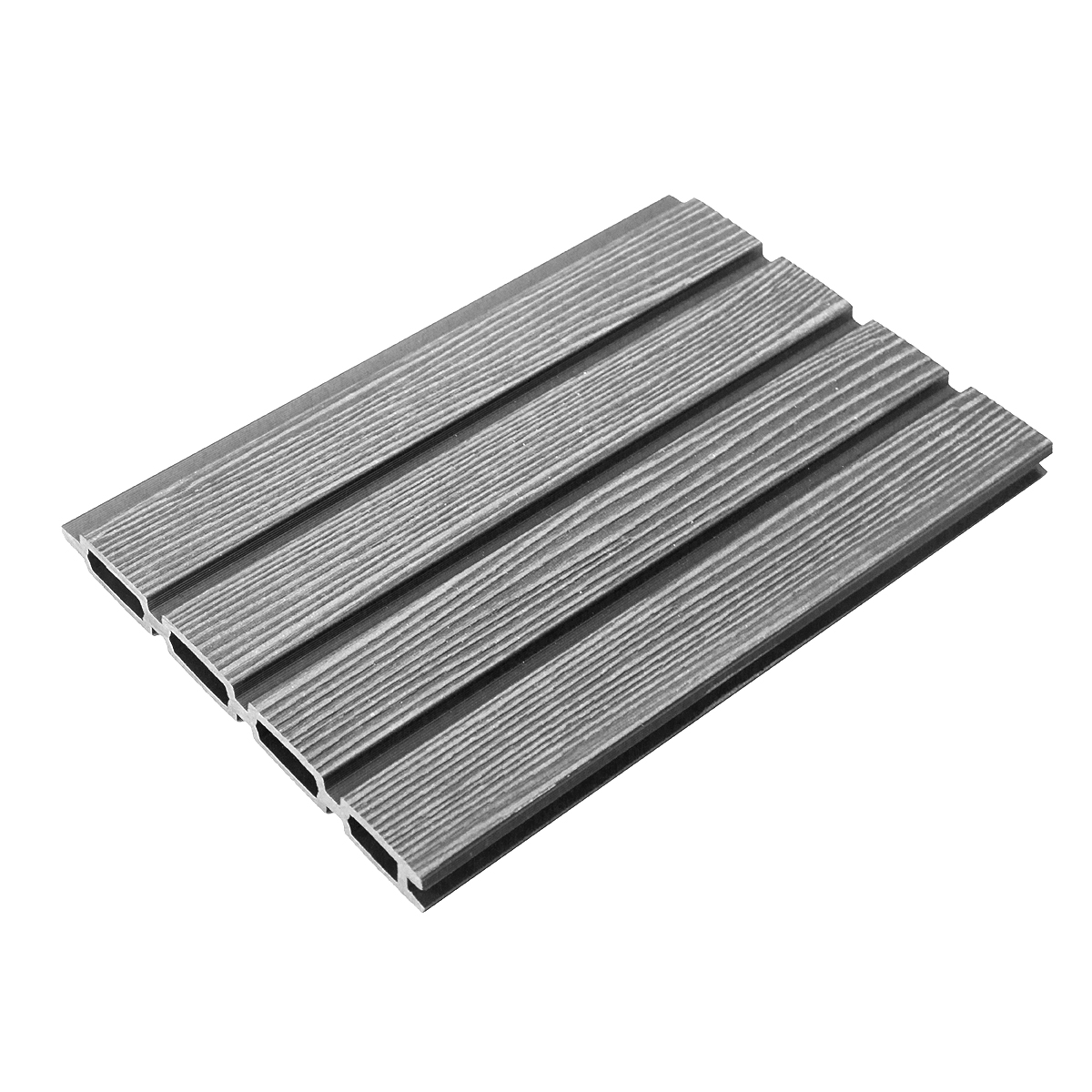Close-up detail of grey composite fencing