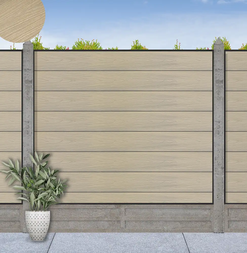 Maple-effect composite fencing installation
