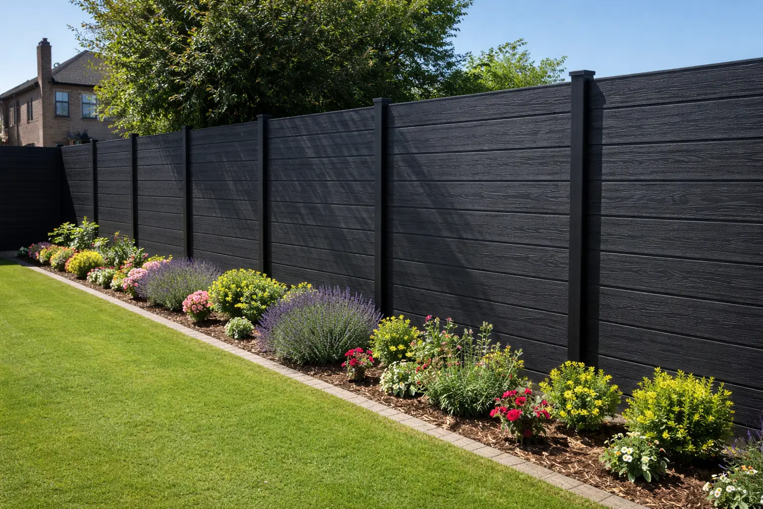 Maple Deep Black composite fencing