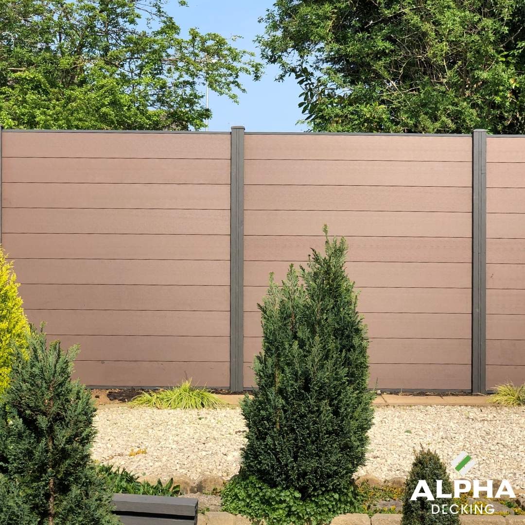 Oak-effect composite fencing panel detail