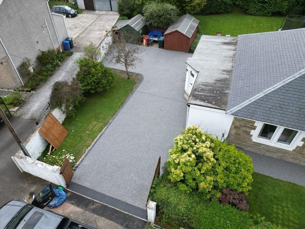 Second aerial view of a resin bound driveway