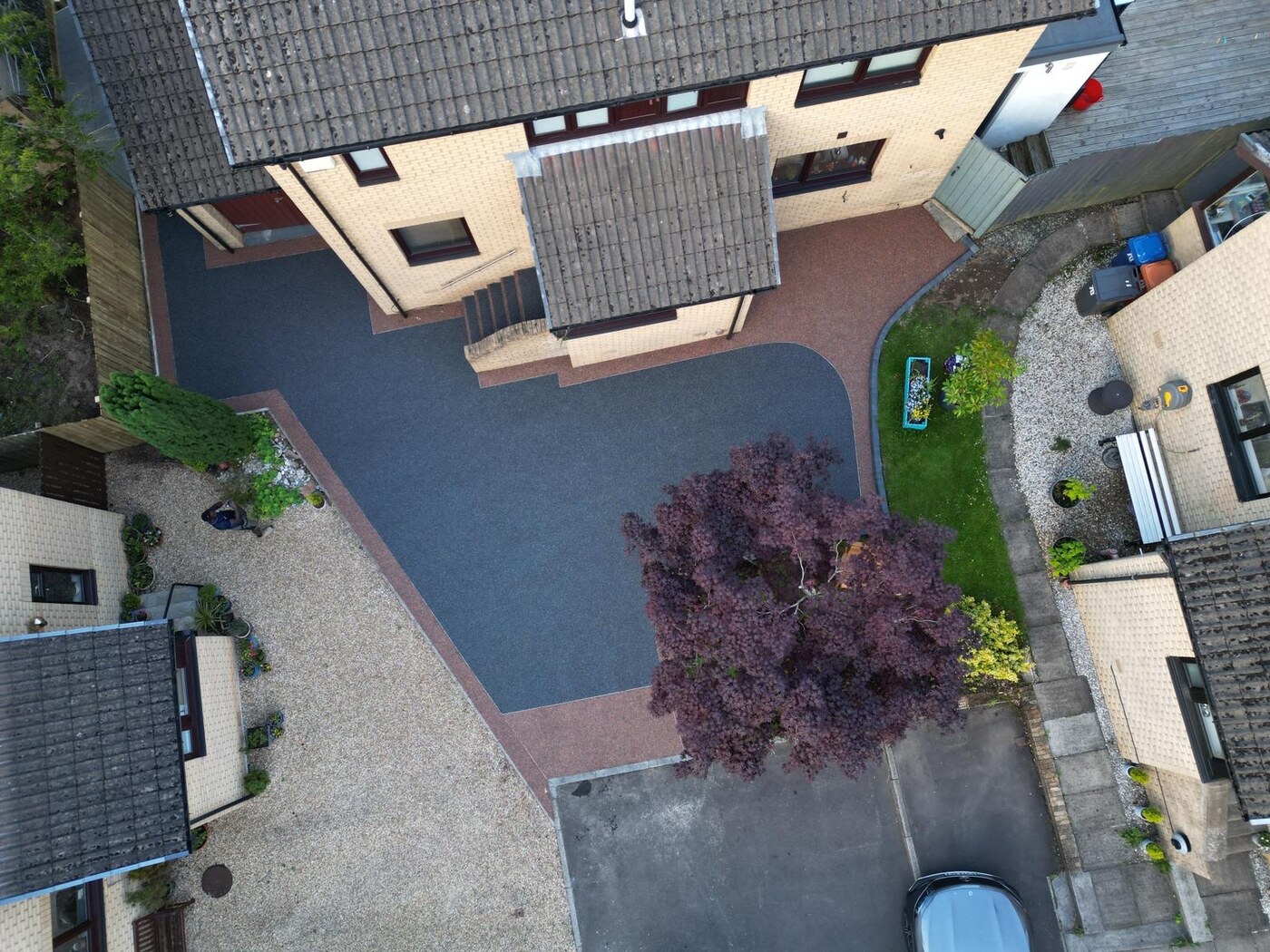 Aerial view of a resin bound driveway