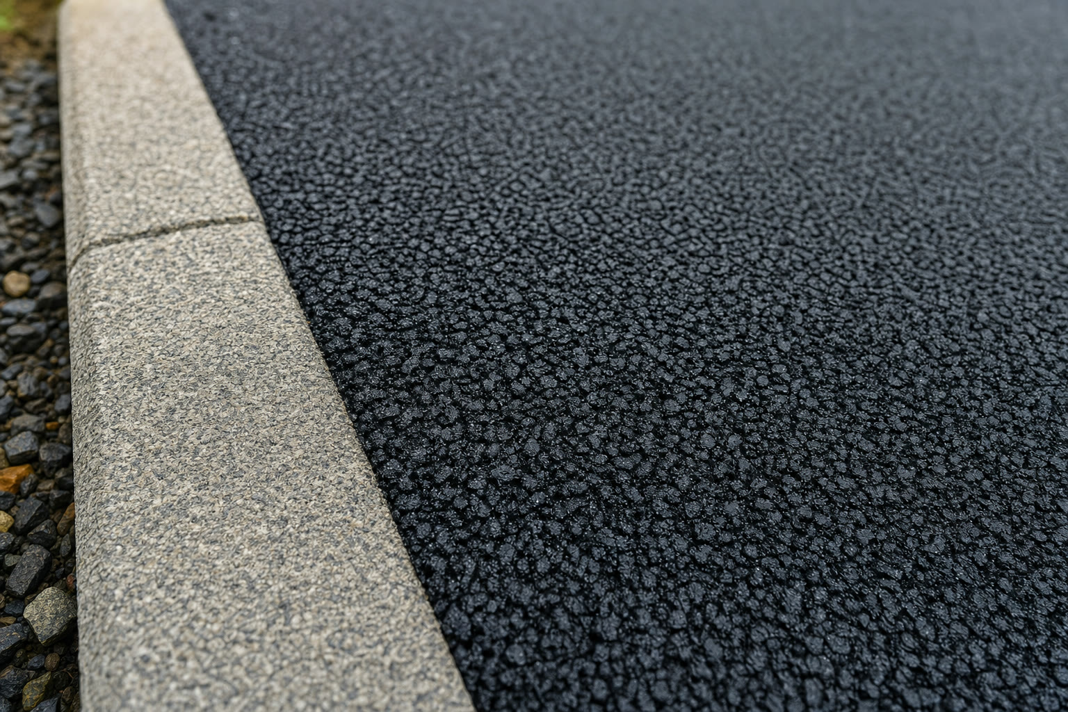Close-up of dense asphalt tarmac finish